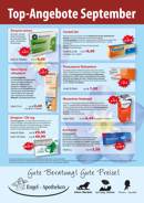 Werbeplakat „Top-Angebote“ der Apotheken mit Sonderpreisen und Slogan unten: „Gute Beratung! Gute Pr
